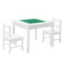 VEVOR - Juego de mesa y 2 sillas para niños, bloques de construcción de doble cara, mesa y sillas para niños pequeños con espacio de almacenamiento para niños mayores de 3 años, gran espacio de almacenamiento, regalo para niños y niñas, color blanco