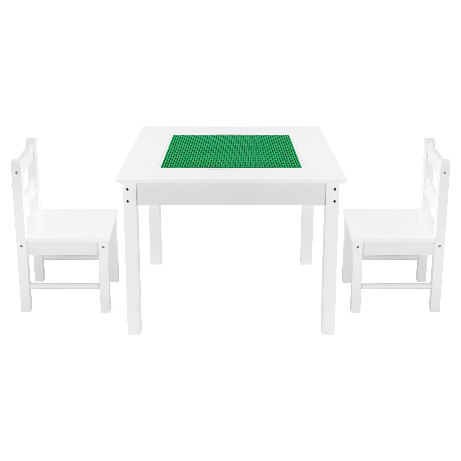 VEVOR Kids Activity Table and 2 Chairs Set, Building Blocks Double-Sided Tabletop, Toddler Table and Chair Set with Storage for Kids 3+ Years, Large Storage Space, Present for Boys & Girls, White