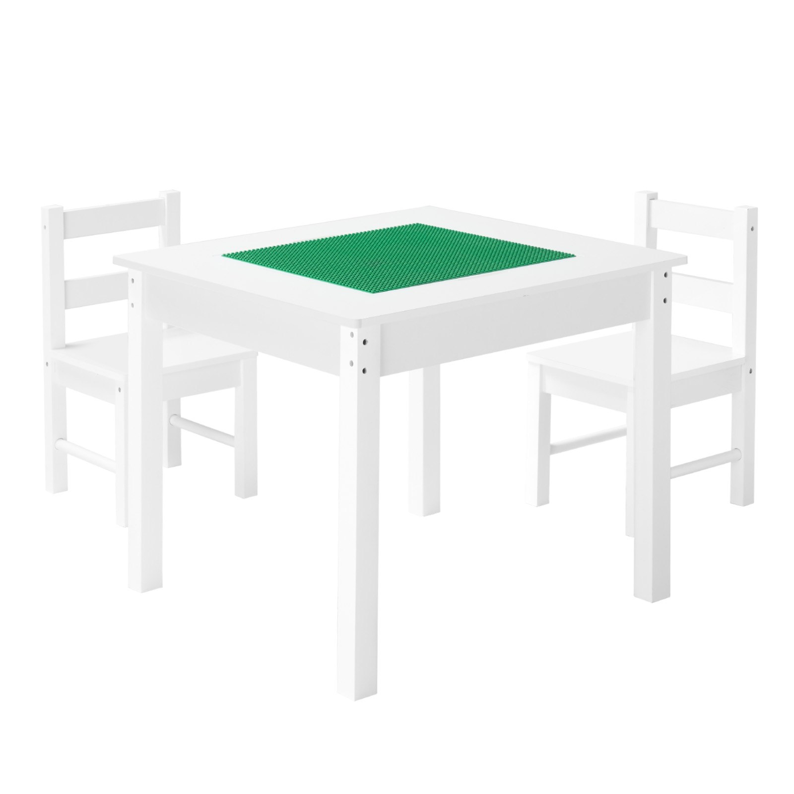 VEVOR Kids Activity Table and 2 Chairs Set, Building Blocks Double-Sided Tabletop, Toddler Table and Chair Set with Storage for Kids 3+ Years, Large Storage Space, Present for Boys & Girls, White