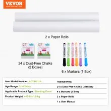 VEVOR Easel Accessory Set Chalk & Markers & Paper Rolls 32PCS for Standing Easel