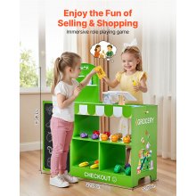 VEVOR Kids Grocery Store Playset Wooden Play Market Stand with Cash Register