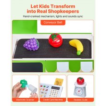 VEVOR Kids Grocery Store Playset Wooden Play Market Stand with Cash Register