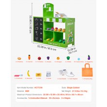 VEVOR Kids Grocery Store Playset Wooden Play Market Stand with Cash Register