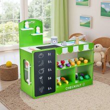VEVOR Kids Grocery Store Playset Wooden Play Market Stand with Cash Register