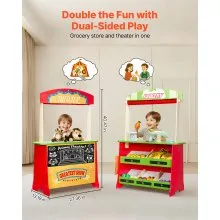 VEVOR Wooden Puppet Theater 2-in-1 Reversible Play Store Kids Play Market Stand