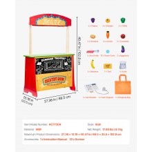 VEVOR Wooden Puppet Theater 2-in-1 Reversible Play Store Kids Play Market Stand