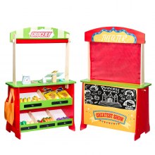 VEVOR Wooden Puppet Theater 2-in-1 Reversible Play Store Kids Play Market Stand