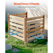 Wood Privacy Fence 3 Panels Slatted Air Conditioner Fence 36" W x 36" L