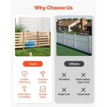 Wood Privacy Fence 3 Panels Slatted Air Conditioner Fence 36" W x 36" L