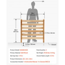 VEVOR Wood Privacy Fence 3 Panels Slatted Air Conditioner Fence 36" W x 36" L