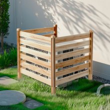 Wood Privacy Fence 3 Panels Slatted Air Conditioner Fence 36" W x 36" L