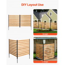 Wood Privacy Fence 2 Panels Slatted Air Conditioner Fence 38" W x 42" L