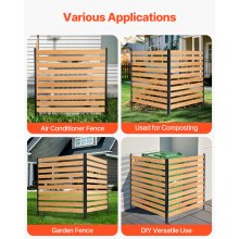 VEVOR Wood Privacy Fence 2 Panels Slatted Air Conditioner Fence 38" W x 42" L