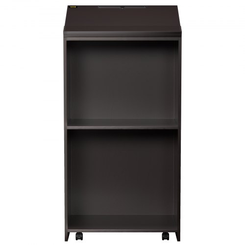 VEVOR Wood Podium, 60 x 120 cm, Lecterns and Podiums w/ 4 Rolling Wheels, Slant Surface, Baffle Plate & Shelf, Easy Assembly Ebony Lecterns for Church, Office, School, Home Black
