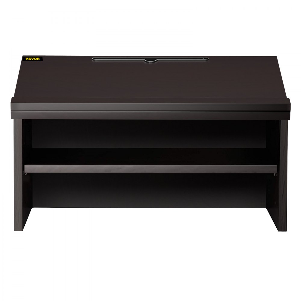 VEVOR Table Top Lectern, 23.6" x 19.3", Tabletop Podiums w/Open Storage Compartment, Slant Reading Surface, Baffle Plate, Easy Assembly Ebony Lecterns for Church Office School Home, Black