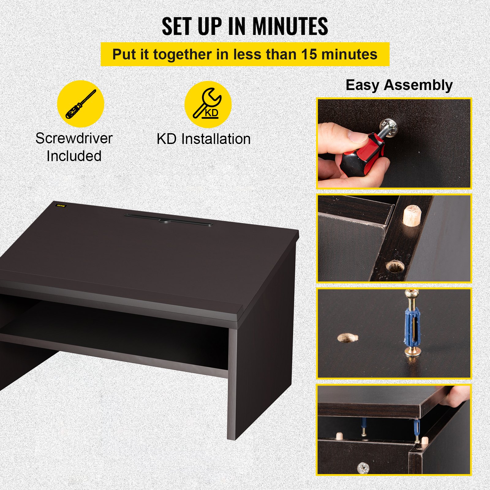 VEVOR Table Top Lectern, 60 x 51 cm, Tabletop Podiums w/ Open Storage Compartment, Slant Reading Surface, Baffle Plate, Easy Assembly Ebony Lecterns for Church Office School Home, Black