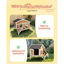 VEVOR Insulated Cat House Outdoor Waterproof Wooden Cat Shelter with Platform