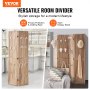 VEVOR Wood Room Divider Portable Wooden Partition 4 Panel for Room Separation