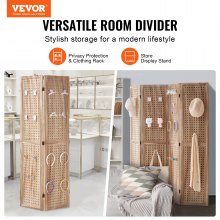 VEVOR Wood Room Divider, 4 Panel Wood Folding Privacy Screen, 66.9 Inches Tall Indoor Carved Partition Divider, Portable Decoration Screen, for Room Separation, Home, Office, Restaurant & Bedroom