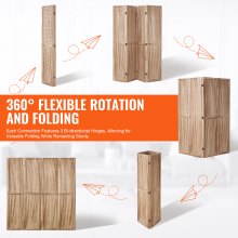 VEVOR Wood Room Divider, 4 Panel Wood Folding Privacy Screen, 66.9 Inches Tall Indoor Carved Partition Divider, Portable Decoration Screen, for Room Separation, Home, Office, Restaurant & Bedroom