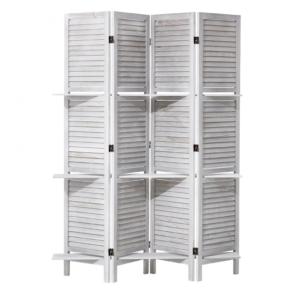 VEVOR Wood Room Divider, 4 Panel Wood Folding Privacy Screen, 66.9 Inches Tall Indoor Louvered Partition Divider, Portable Decoration Screen, for Room Separation, Home, Office, Restaurant & Bedroom