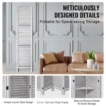 VEVOR Wood Room Divider Wooden Screen 4 Panel for Room Separation Home Office
