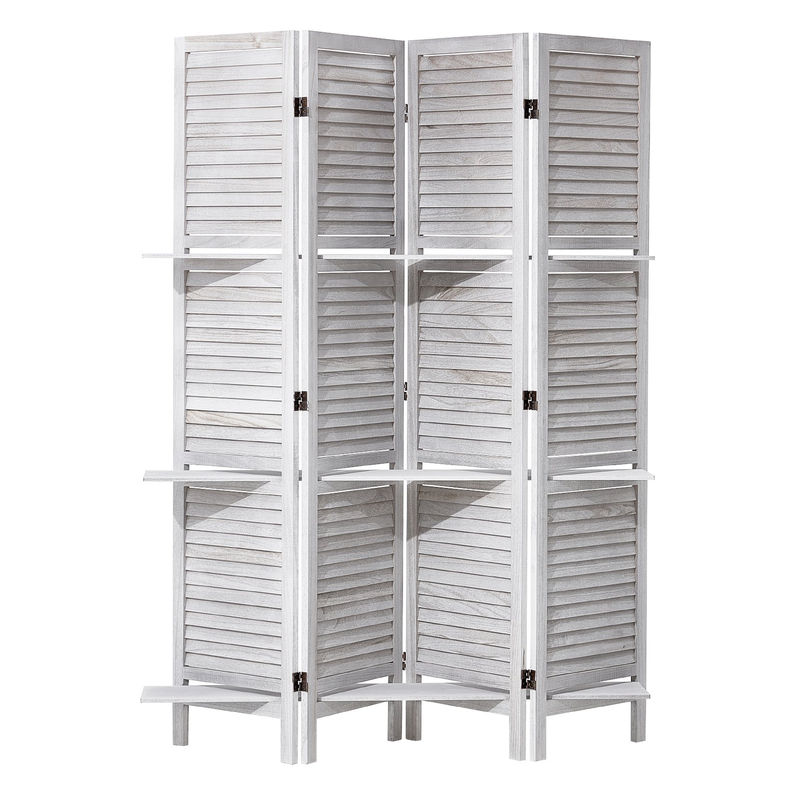 VEVOR Wood Room Divider, 4 Panel Wood Folding Privacy Screen, 66.9 Inches Tall Indoor Louvered Partition Divider, Portable Decoration Screen, for Room Separation, Home, Office, Restaurant & Bedroom