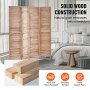 VEVOR Wood Room Divider Wooden Privacy Screen 4 Panel Room Separation Divider