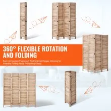 VEVOR Wood Room Divider Wooden Privacy Screen 4 Panel Room Separation Divider