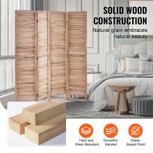 VEVOR Wood Room Divider, 4 Panel Wood Folding Privacy Screen, 66.9 Inches Tall Indoor Louvered Wooden Partition, Portable Decoration Screen, for Room Separation, Home, Office, Restaurant & Bedroom