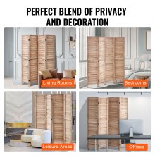 VEVOR Wood Room Divider, 4 Panel Wood Folding Privacy Screen, 66.9 Inches Tall Indoor Louvered Wooden Partition, Portable Decoration Screen, for Room Separation, Home, Office, Restaurant & Bedroom