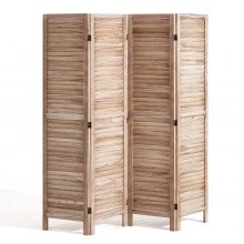 VEVOR Wood Room Divider, 4 Panel Wood Folding Privacy Screen, 66.9 Inches Tall Indoor Louvered Wooden Partition, Portable Decoration Screen, for Room Separation, Home, Office, Restaurant & Bedroom