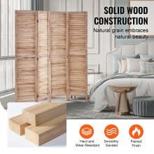 VEVOR Wood Room Divider Wooden Privacy Screen 4 Panel Room Separation Divider