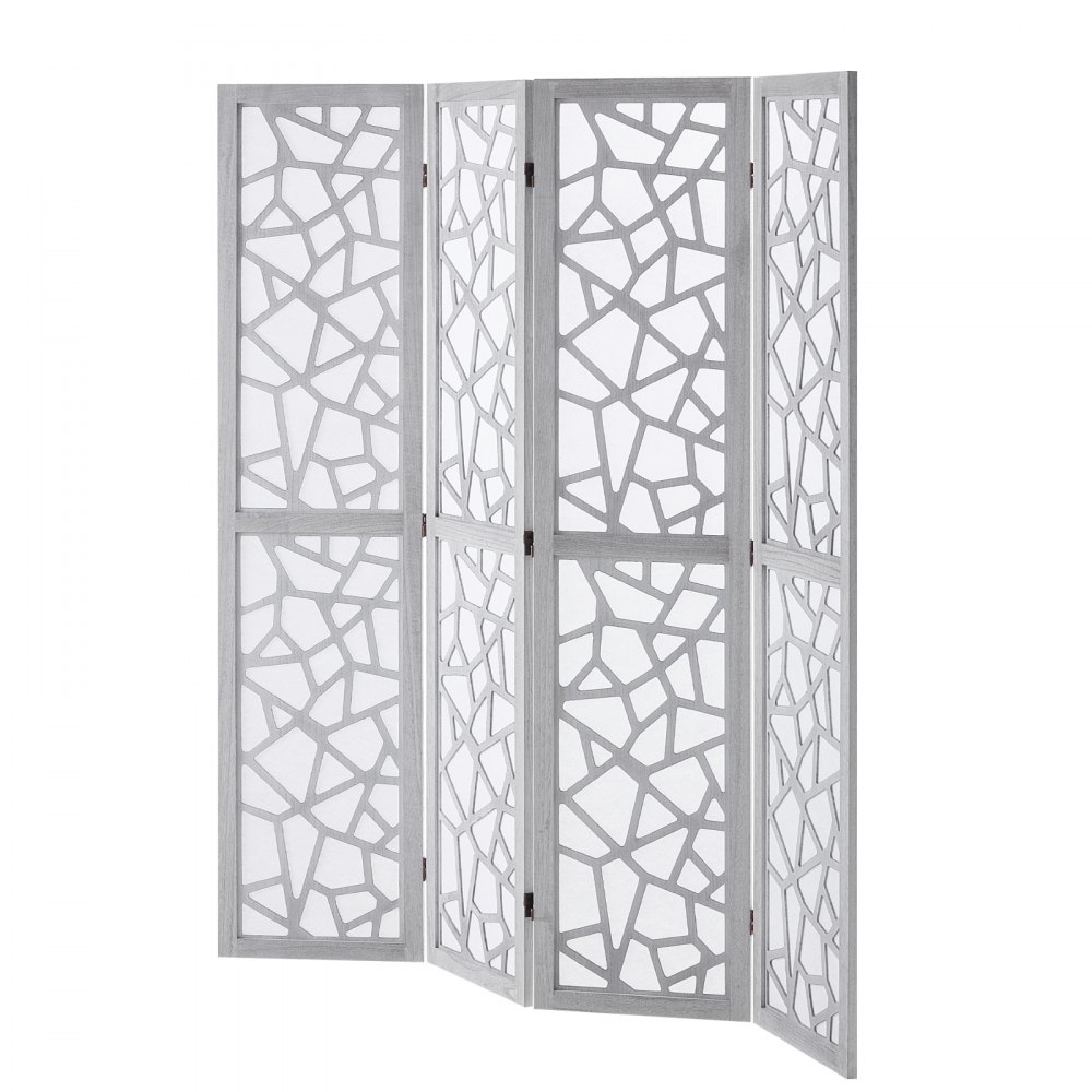 VEVOR Wood Room Divider, 4 Panel Wood Folding Privacy Screen, 66.9 Inches Tall Indoor Carved Wooden Partition, Portable Decoration Screen, for Room Separation, Home, Office, Restaurant & Bedroom