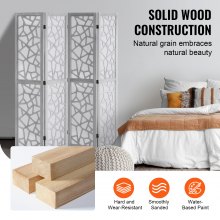 VEVOR Wood Room Divider, 4 Panel Wood Folding Privacy Screen, 66.9 Inches Tall Indoor Carved Wooden Partition, Portable Decoration Screen, for Room Separation, Home, Office, Restaurant & Bedroom