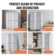 VEVOR Wood Room Divider, 4 Panel Wood Folding Privacy Screen, 66.9 Inches Tall Indoor Carved Wooden Partition, Portable Decoration Screen, for Room Separation, Home, Office, Restaurant & Bedroom