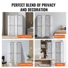 VEVOR Wood Room Divider Wooden Screen 4 Panel Room Separation Privacy Screen