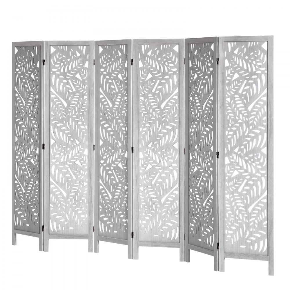 VEVOR Wood Room Divider, 6 Panel Wood Folding Privacy Screen, 66.9 Inches Tall Indoor Carved Partition Divider, Portable Decoration Screen, for Room Separation, Home, Office, Restaurant & Bedroom