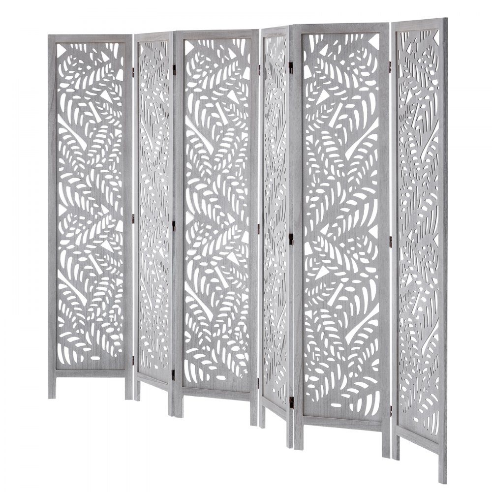 VEVOR Wood Room Divider, 6 Panel Wood Folding Privacy Screen, 66.9 Inches Tall Indoor Carved Partition Divider, Portable Decoration Screen, for Room Separation, Home, Office, Restaurant & Bedroom