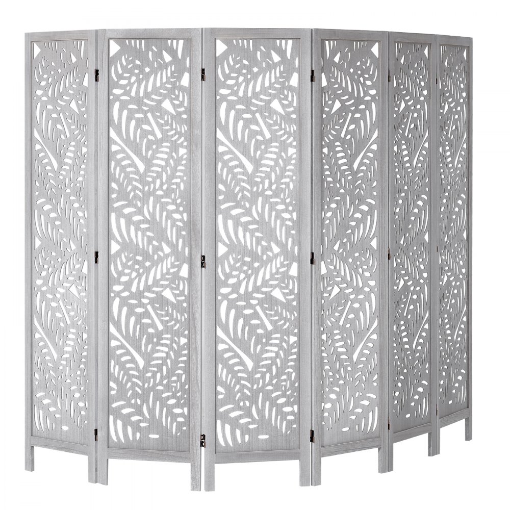 VEVOR Wood Room Divider, 6 Panel Wood Folding Privacy Screen, 66.9 Inches Tall Indoor Carved Partition Divider, Portable Decoration Screen, for Room Separation, Home, Office, Restaurant & Bedroom