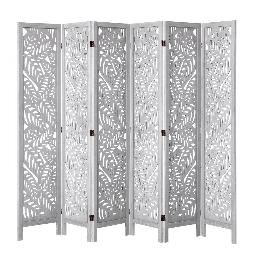 VEVOR Wood Room Divider, 6 Panel Wood Folding Privacy Screen, 66.9 Inches Tall Indoor Carved Partition Divider, Portable Decoration Screen, for Room Separation, Home, Office, Restaurant & Bedroom
