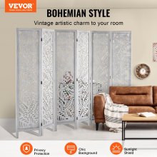 VEVOR Wood Room Divider Wooden Screen 6 Panel for Room Separation Home Office