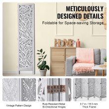 VEVOR Wood Room Divider, 6 Panel Wood Folding Privacy Screen, 66.9 Inches Tall Indoor Carved Partition Divider, Portable Decoration Screen, for Room Separation, Home, Office, Restaurant & Bedroom