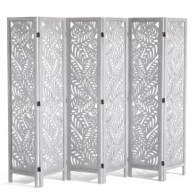 VEVOR Wood Room Divider, 6 Panel Wood Folding Privacy Screen, 66.9 Inches Tall Indoor Carved Partition Divider, Portable Decoration Screen, for Room Separation, Home, Office, Restaurant & Bedroom