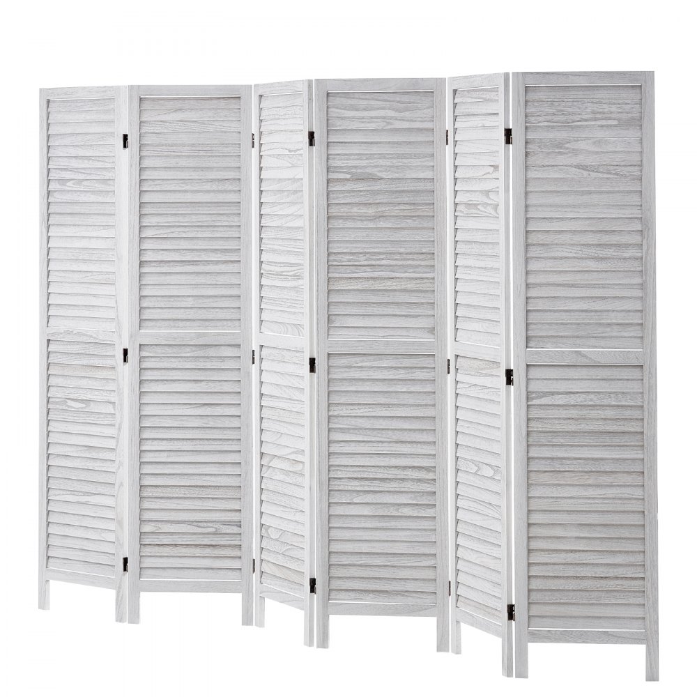 VEVOR Wood Room Divider, 6 Panel Wood Folding Privacy Screen, 66.9 Inches Tall Indoor Louvered Wooden Partition, Portable Decoration Screen, for Room Separation, Home, Office, Restaurant & Bedroom