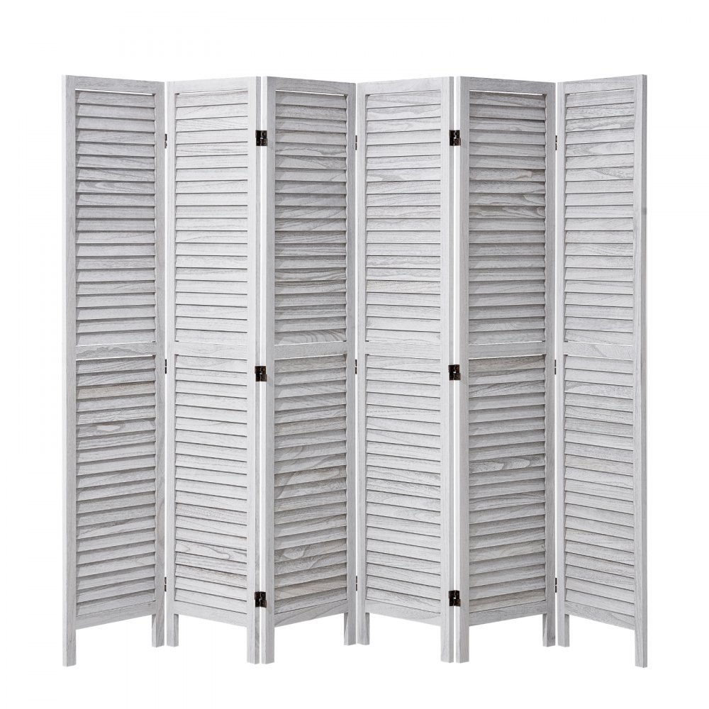 VEVOR Wood Room Divider, 6 Panel Wood Folding Privacy Screen, 66.9 Inches Tall Indoor Louvered Wooden Partition, Portable Decoration Screen, for Room Separation, Home, Office, Restaurant & Bedroom