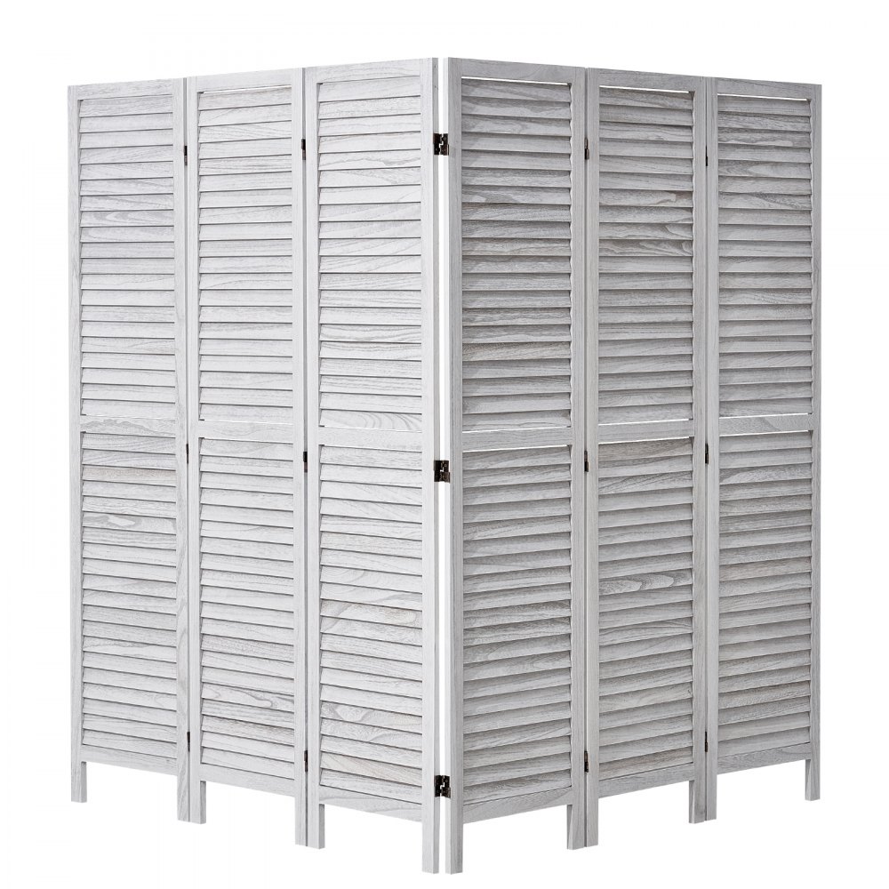 VEVOR Wood Room Divider, 6 Panel Wood Folding Privacy Screen, 66.9 Inches Tall Indoor Louvered Wooden Partition, Portable Decoration Screen, for Room Separation, Home, Office, Restaurant & Bedroom