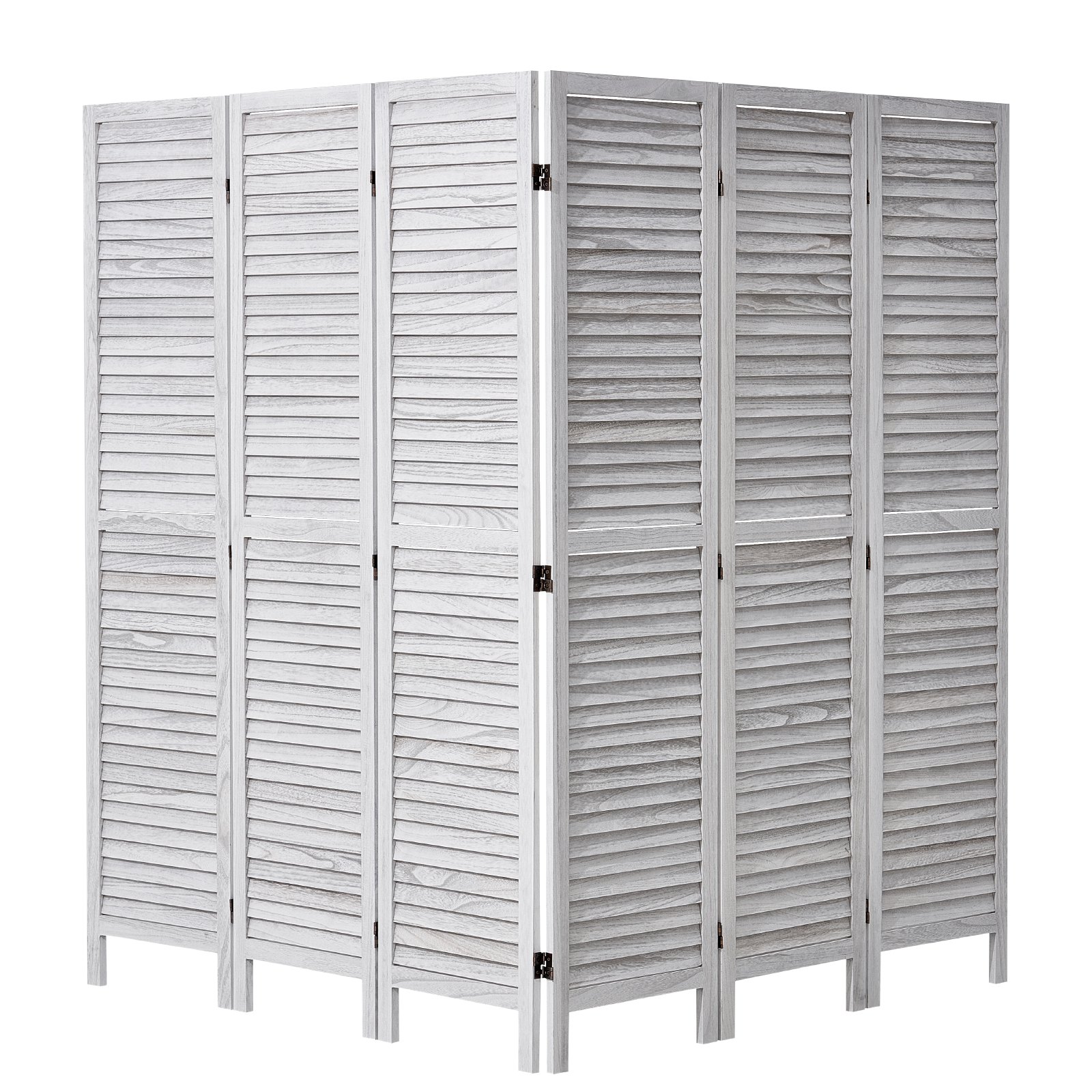 VEVOR Wood Room Divider, 6 Panel Wood Folding Privacy Screen, 66.9 Inches Tall Indoor Louvered Wooden Partition, Portable Decoration Screen, for Room Separation, Home, Office, Restaurant & Bedroom