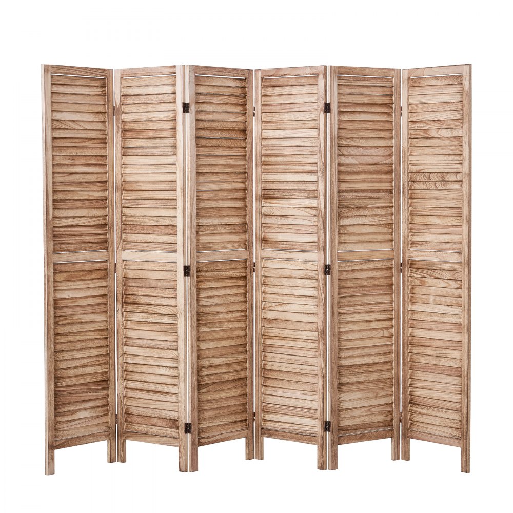 VEVOR Wood Room Divider, 6 Panel Wood Folding Privacy Screen, 66.9 Inches Tall Indoor Louvered Partition Divider, Portable Decoration Screen, for Room Separation, Home, Office, Restaurant & Bedroom