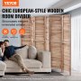 VEVOR Wood Room Divider Portable Wooden Partition 6 Panel for Room Separation